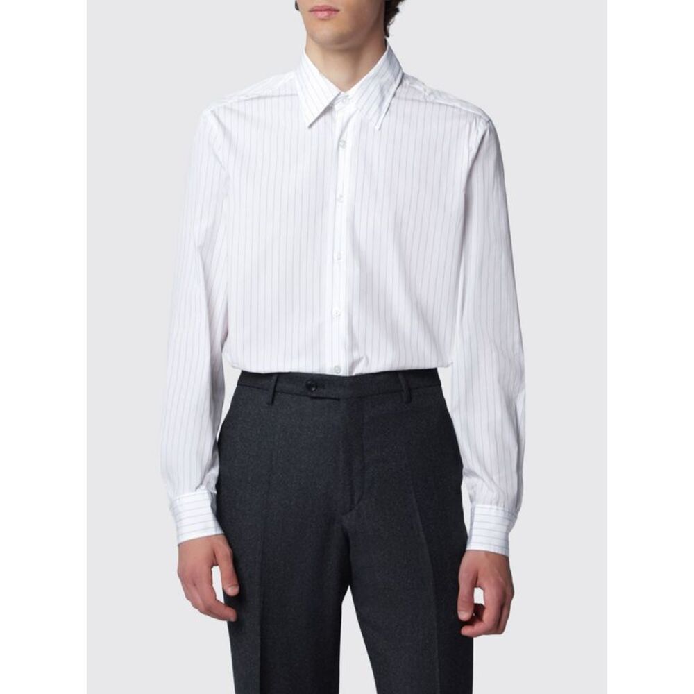 Lardini Men Striped Cotton Poplin Shirt Lardini With French Collar